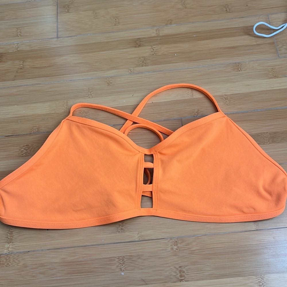 Jolyn bright orange adjustable strap bikini training top